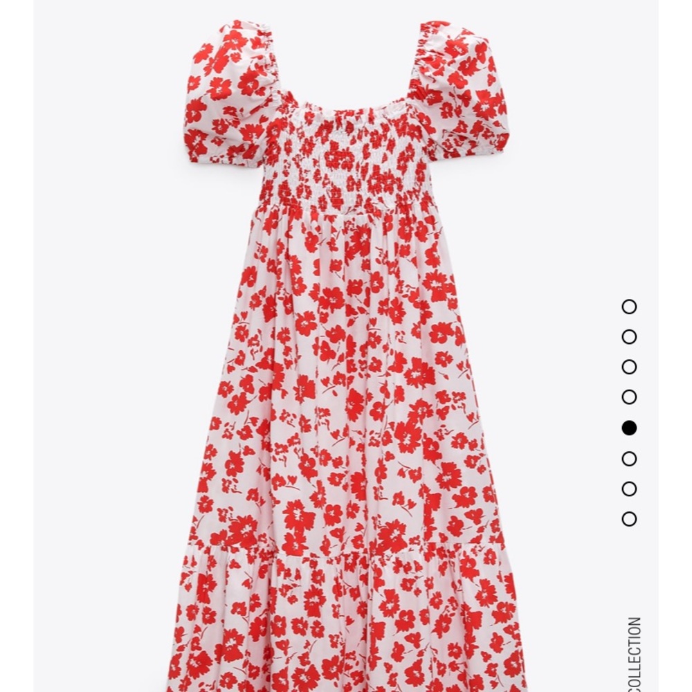 Zara red floral poplin dress